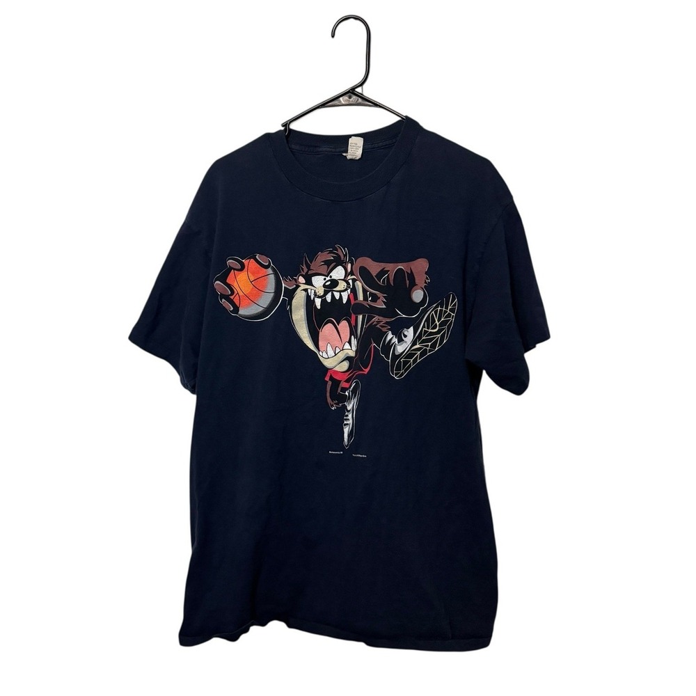 Vintage Warner Bros Taz Shirt Mens XL Navy Blue Basketball Single Stitch 90s